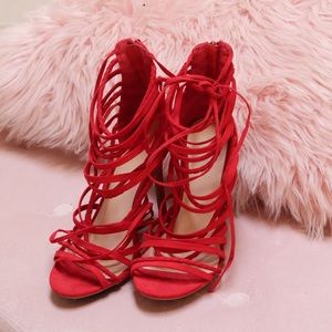 NEW Red strappy heels